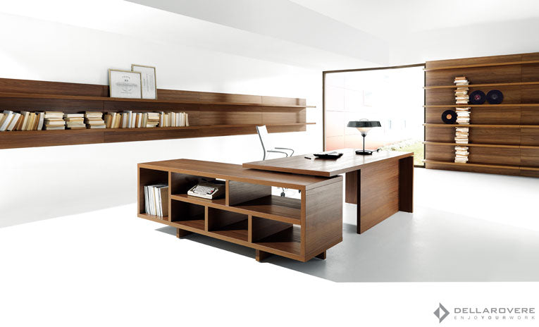 LITHOS executive desk with integrated cabinet